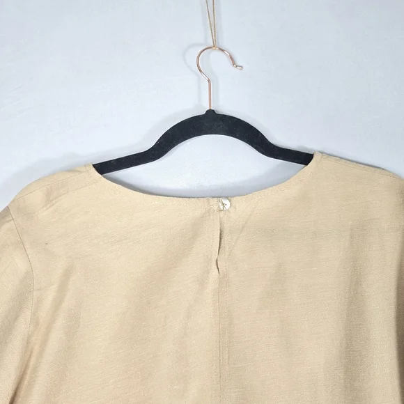 Alembika Belle Linen Tencel Top Size 18 Boxy Oversize Short Sleeve Khaki Black - Picture 4 of 15